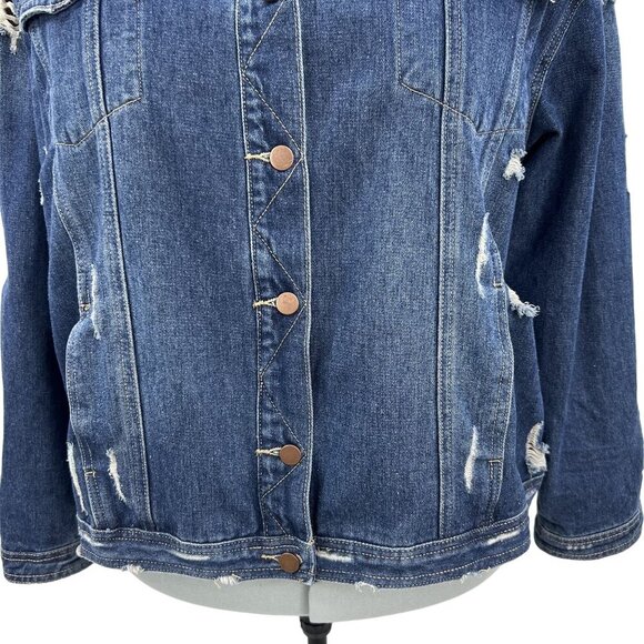 Jack & Avery Womens 3XL Outerwear Destroyed Distressed Denim Ripped Jean Jacket - Picture 5 of 16